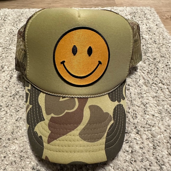 Accessories - Camouflage Trucker Hat with Smiley Face